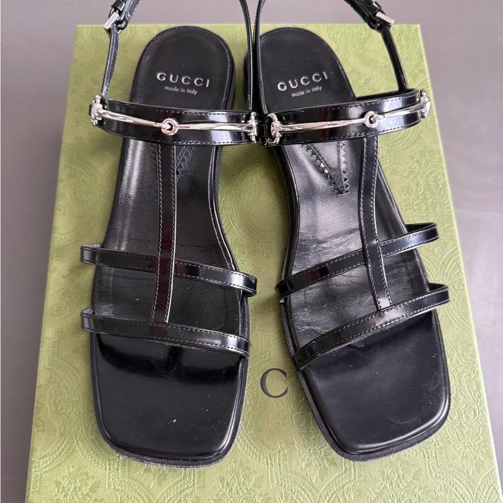 Authentic Like New Gucci Nero Women's Black Strappy Sandals - Picture 5 of 7